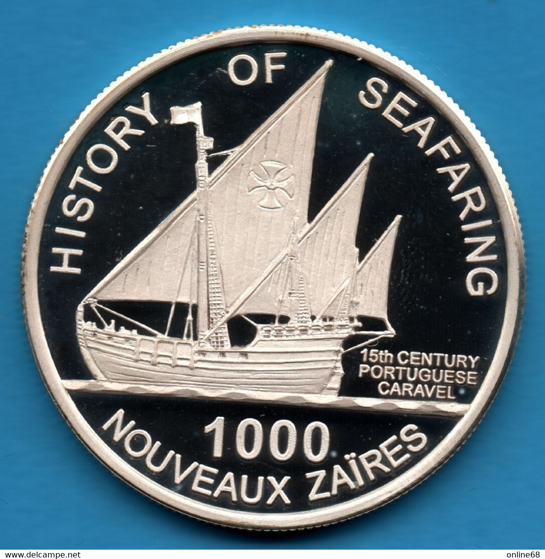 ZAIRE 1000 NOUVEAUX ZAIRES 1997 KM# 24 Argent 925‰ SILVER PROOF HISTORY OF SEAFARING - Zaire (1971-97)