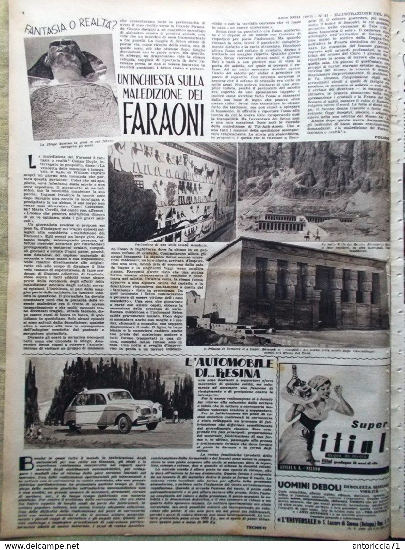 Illustrazione Del Popolo 10 Ottobre 1943 WW2 Faraoni Caso Eiffel Vita Purosangue - Guerra 1939-45