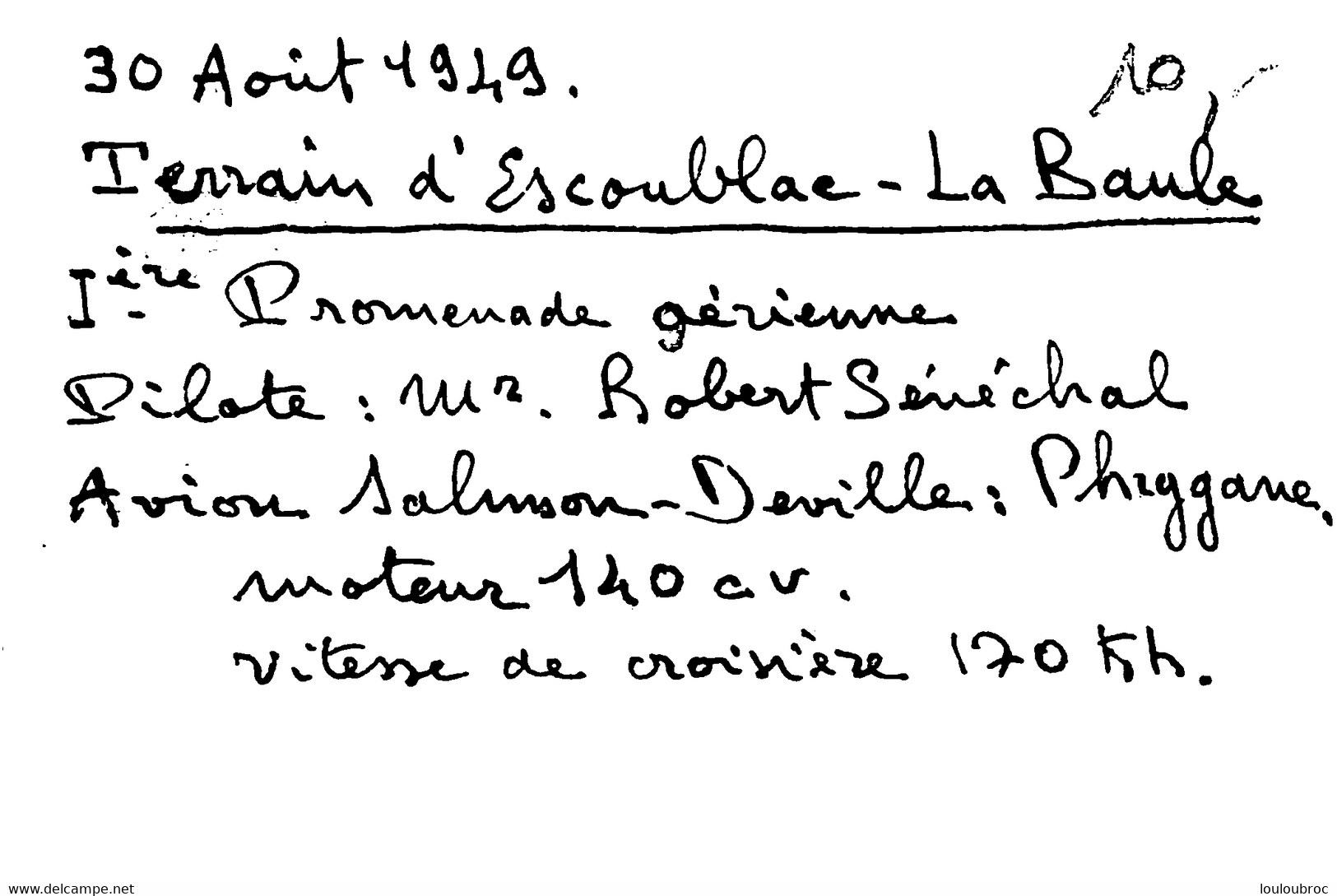 LA BAULE ESCOUBLAC 1949 AVION SALMSON DEVILLE PILOTE PAR ROBERT SENECHAL  PHOTO ORIGINALE 9 X 6 CM - Aviación