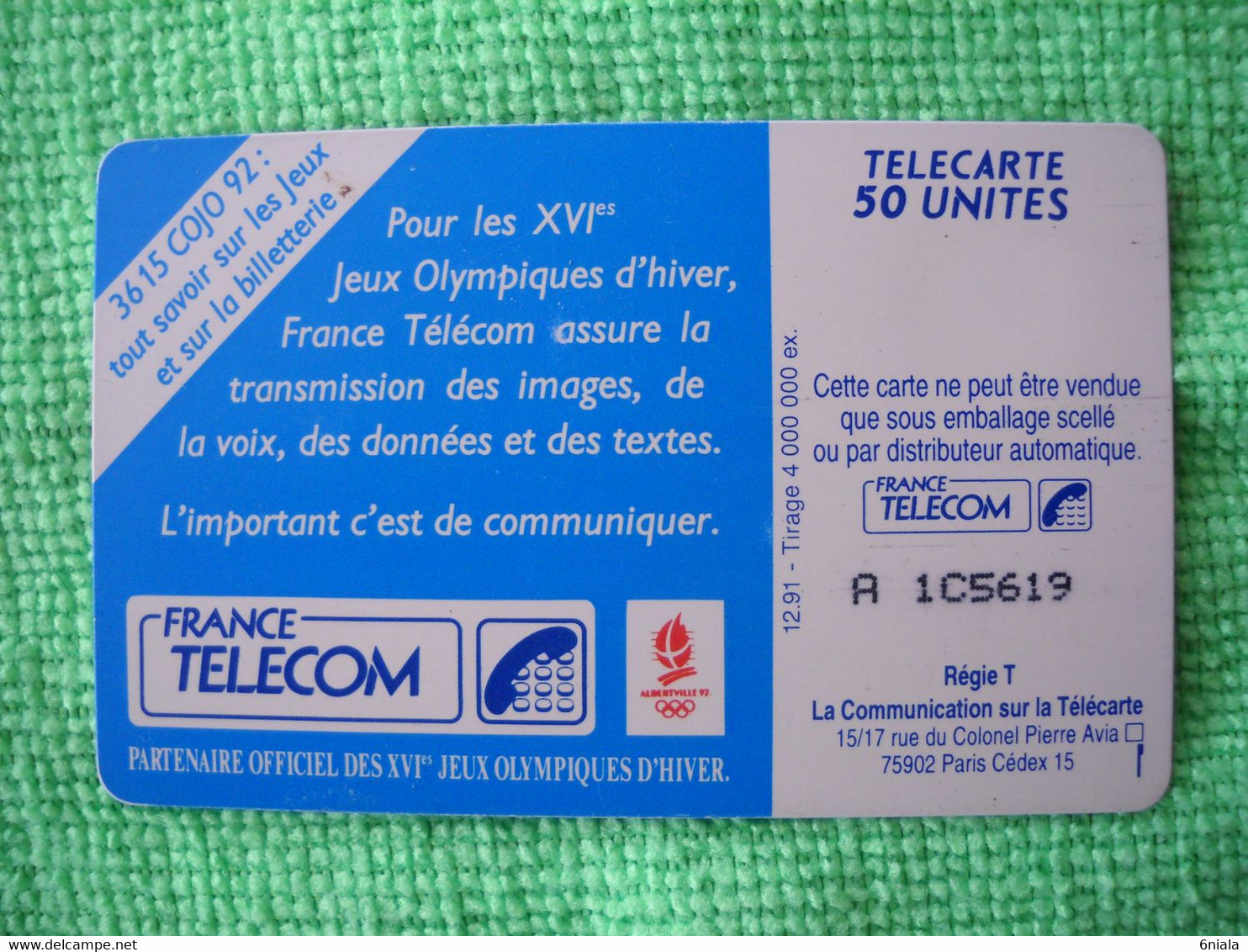 7199 Télécarte Collection Jeux Olympiques Saut Ski  Sport  50U  ( Recto Verso)  Carte Téléphonique - Olympische Spelen