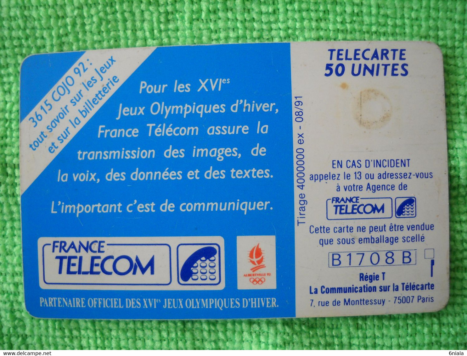 7200 Télécarte Collection Jeux Olympiques Saut Ski  Sport  50U  ( Recto Verso)  Carte Téléphonique - Jeux Olympiques