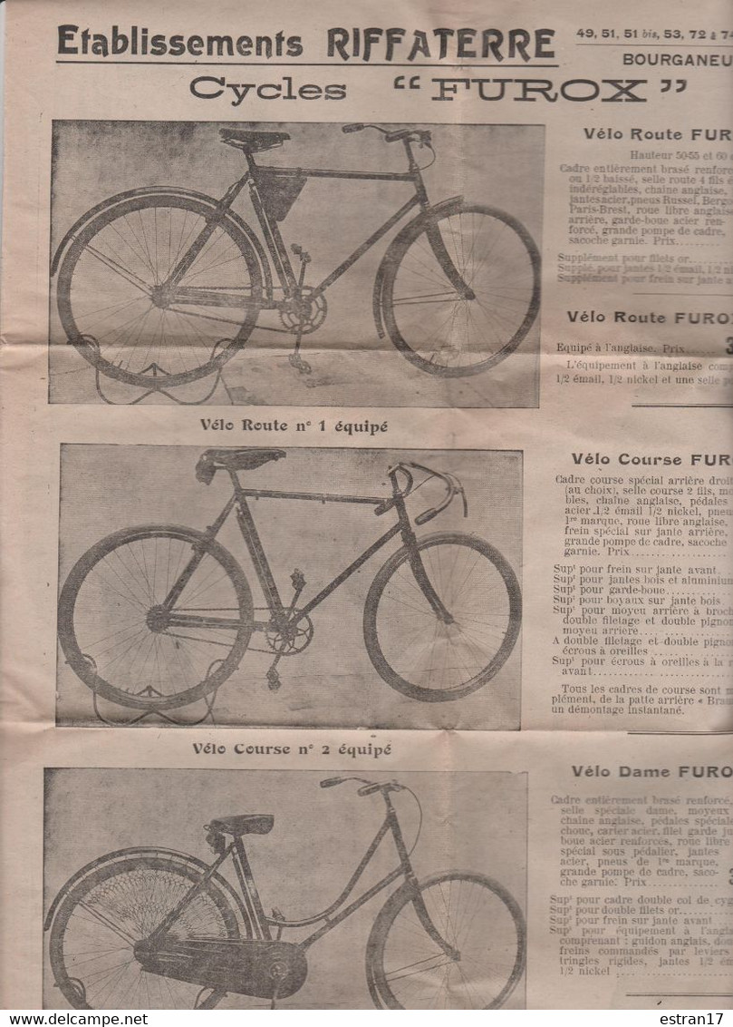 23 BOURGANEUF ETABLISSEMENTS RIFFATERRE CYCLES & ARMES - 1900 – 1949