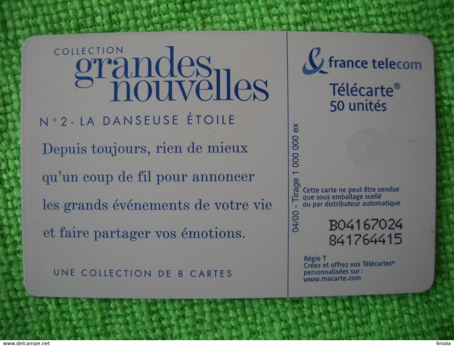 7208 Télécarte Collection GRANDES NOUVELLES N° 2 La Danseuse Etoile    50 U  ( Recto Verso)  Carte Téléphonique - 2000