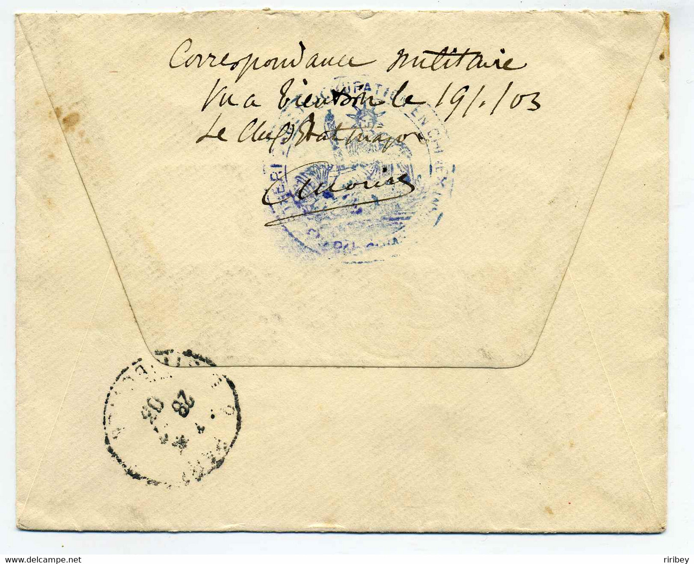 CORPS D'OCCUPATION DE CHINE + Cachet Postal De TIEN TSIN CHINE / 1903 / Piur La France PARIS - Cachets Militaires A Partir De 1900 (hors Guerres)