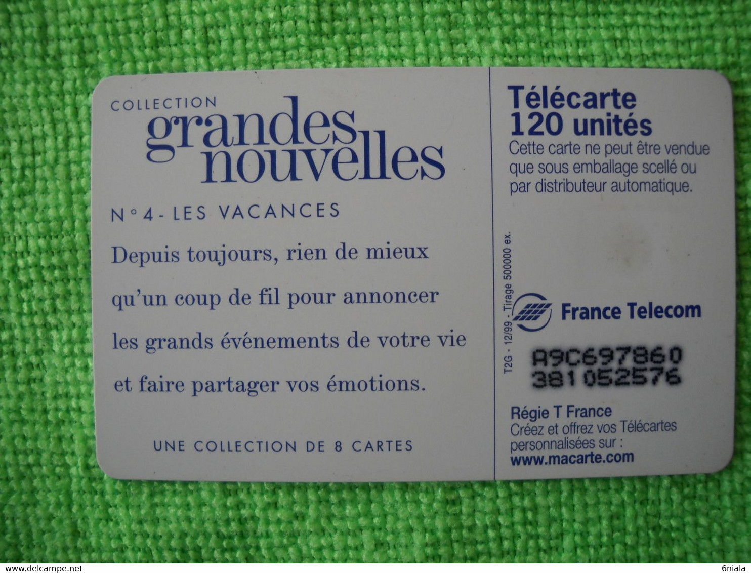 7209 Télécarte Collection GRANDES NOUVELLES N° 4 Les VACANCES    120 U  ( Recto Verso)  Carte Téléphonique - 2000