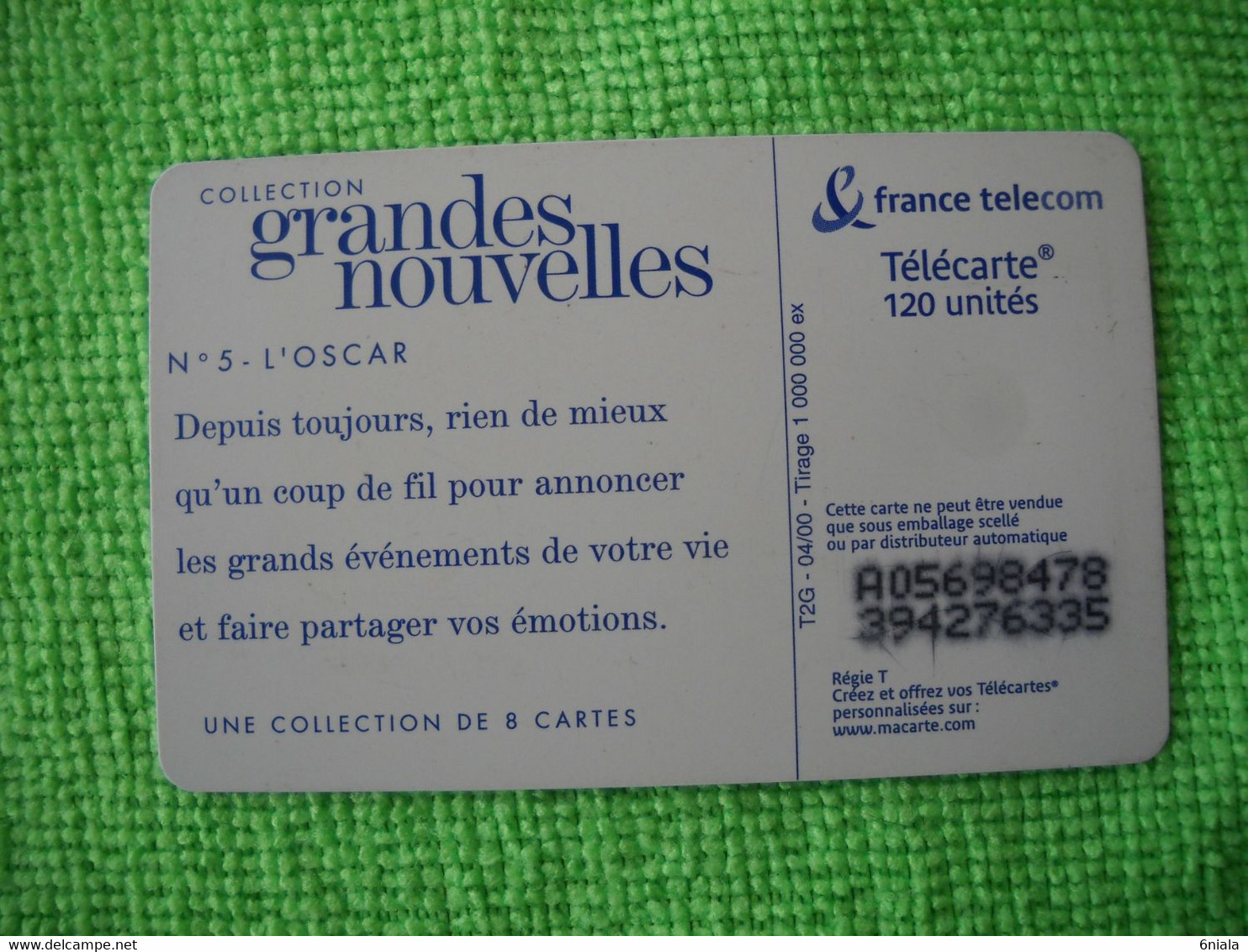 7210 Télécarte Collection GRANDES NOUVELLES N° 5   L OSCAR   120 U  ( Recto Verso)  Carte Téléphonique - 2000