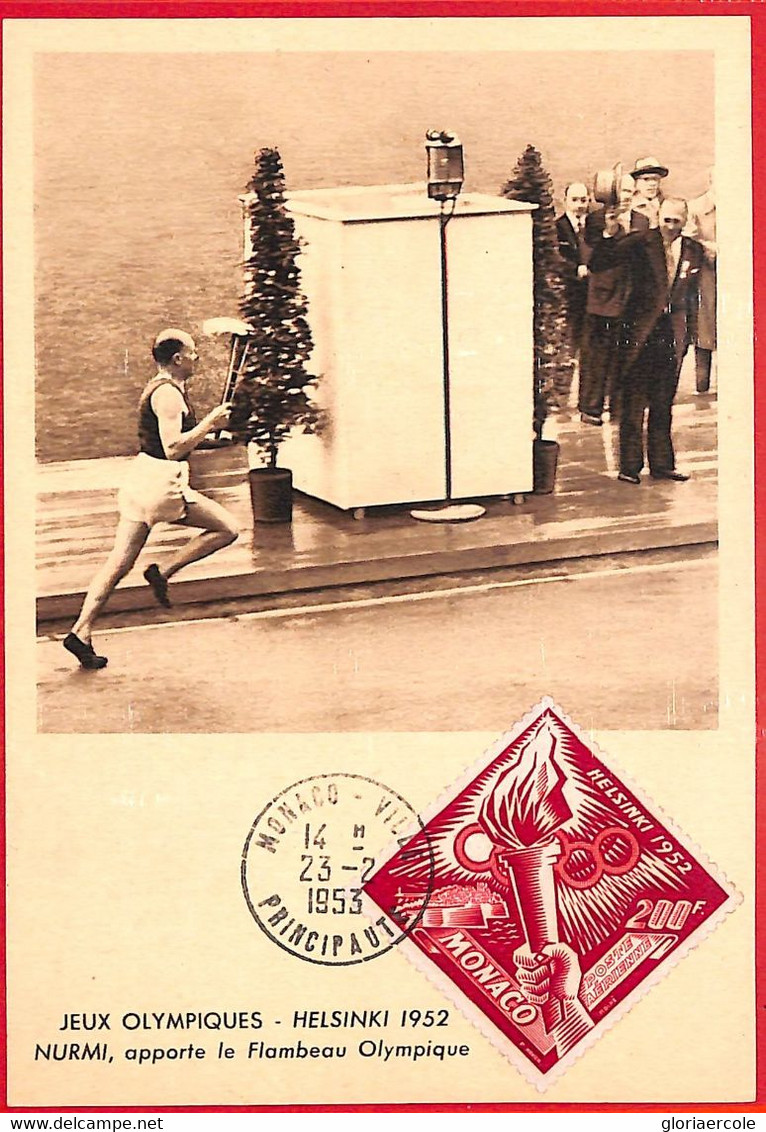 Aa3224  - MONACO  - POSTAL HISTORY -  MAXIMUM CARD  1952  Olympic Games - Verano 1952: Helsinki