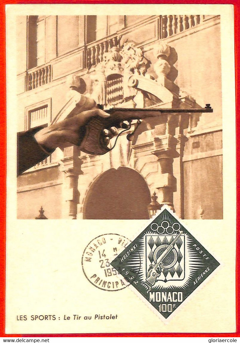 Aa3225  - MONACO - POSTAL HISTORY -  MAXIMUM CARD  1952  Olympic Games SHOOTING - Verano 1952: Helsinki