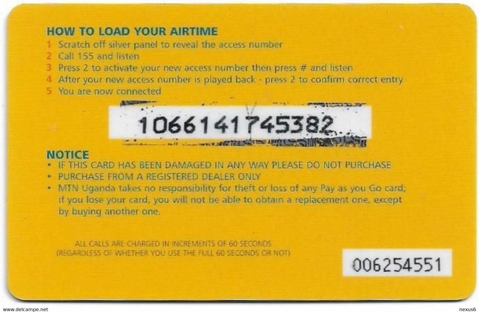 Uganda - MTN - Pay As You Go, Hard Plastic Card, GSM Refill 20.000USHS, Used - Ouganda