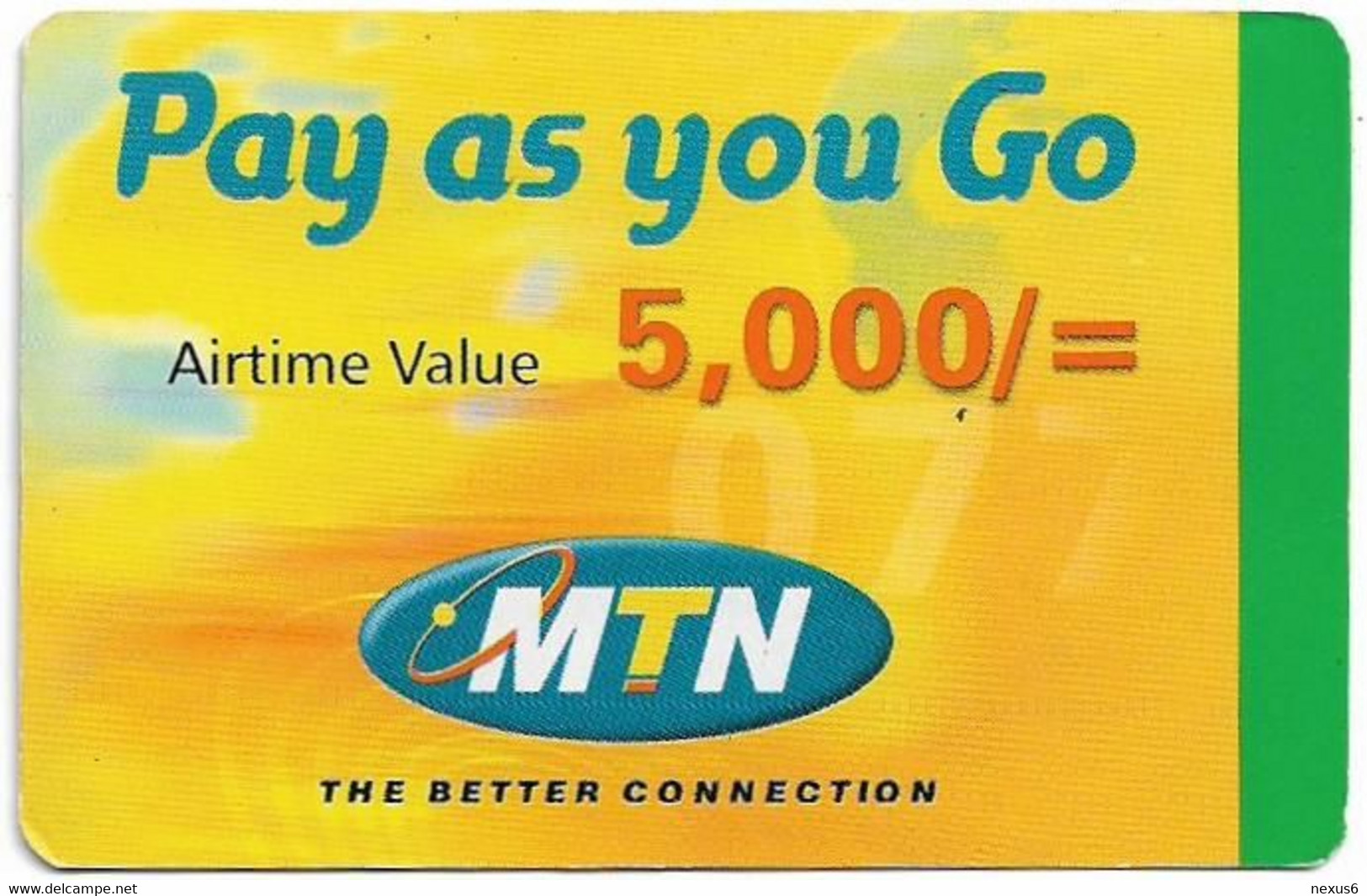 Uganda - MTN - Pay As You Go, Paper Card, GSM Refill 5.000USHS, Used - Ouganda