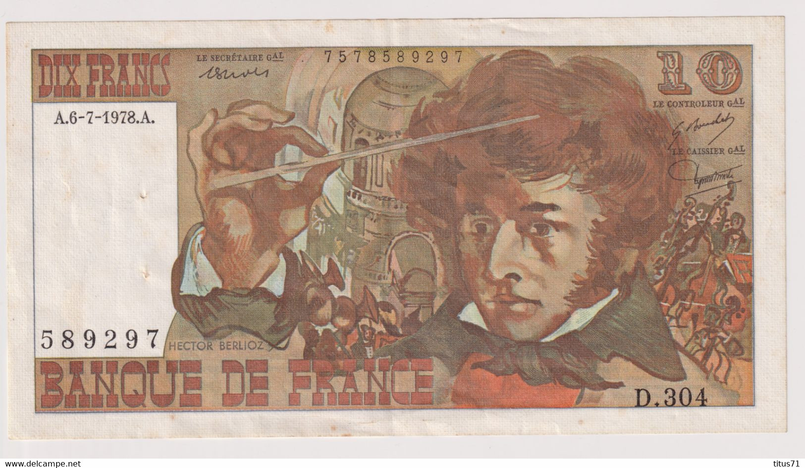 Billet 10 Francs France Berlioz 6-7-1978 A Très Bon état - 10 F 1972-1978 ''Berlioz''