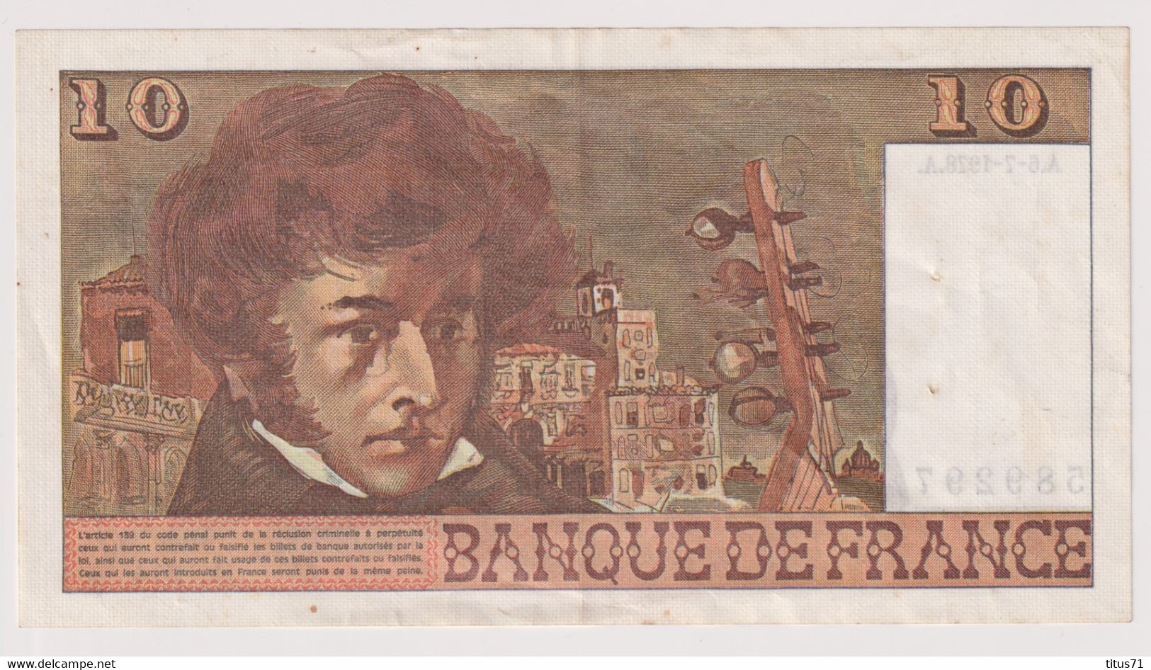 Billet 10 Francs France Berlioz 6-7-1978 A Très Bon état - 10 F 1972-1978 ''Berlioz''