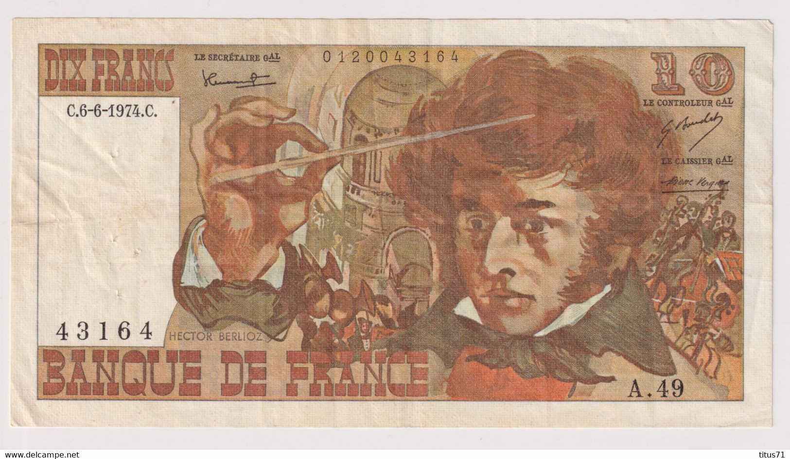 Billet 10 Francs France Berlioz 6-6-1974 C Bon état - 10 F 1972-1978 ''Berlioz''