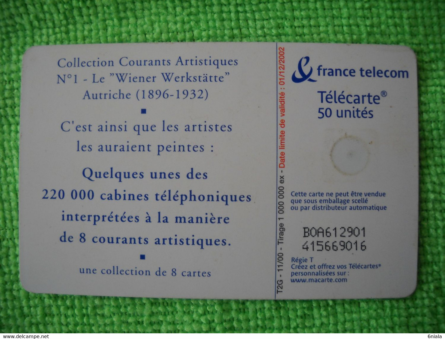 7216 Télécarte Collection COURANT ARTISTIQUE N° 1 WIENER WERKSTATTE  50 U  ( Recto Verso)  Carte Téléphonique - 2000