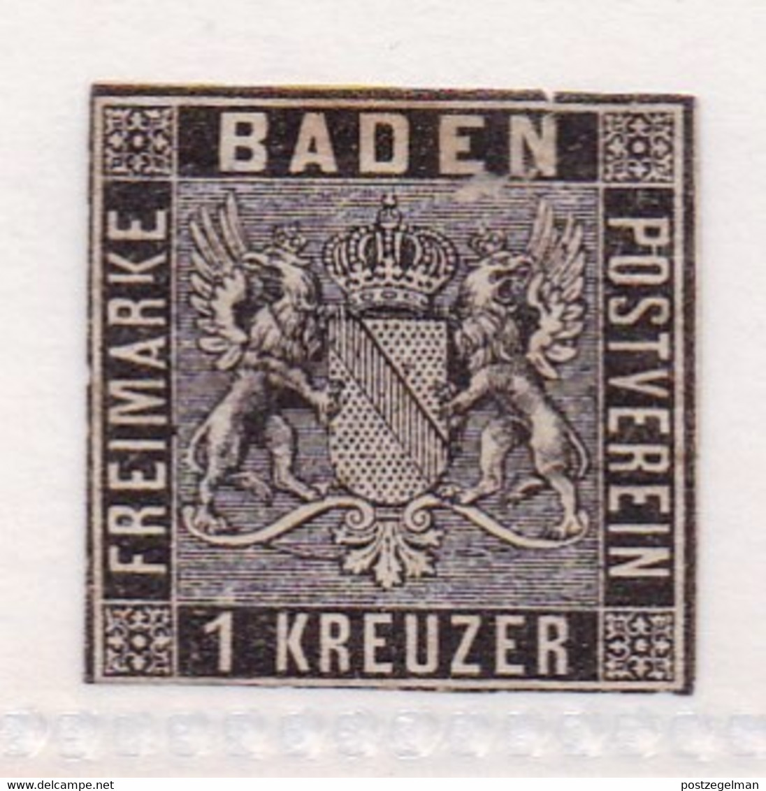 GERMANY BADEN, 1860, Used Stamp Arms Of Baden 1 Kr , Michelnr.  9, Scannr. 12928 - Ungebraucht