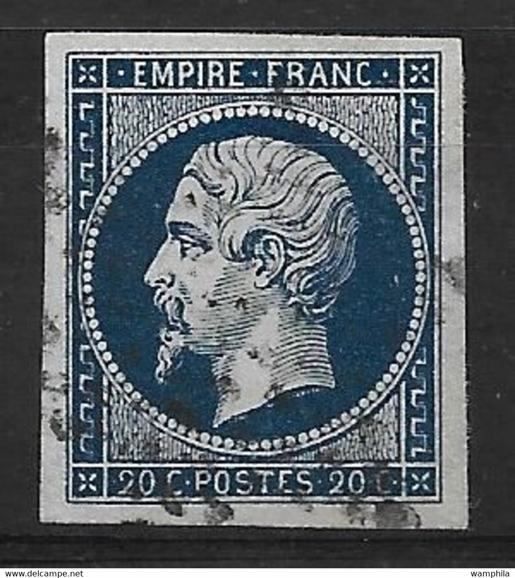 France N°14 Bleu Noir, Oblitéré Grandes Marges Et Superbe Nuance Cote 40€ - 1853-1860 Napoleon III