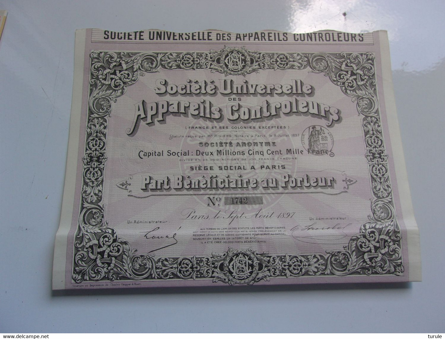 UNIVERSELLE DES APPAREILS CONTROLEURS (1897) - Other & Unclassified