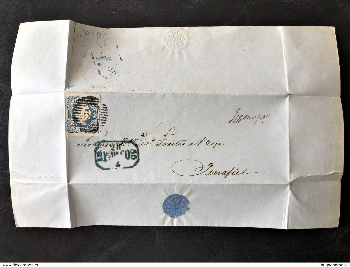 PORTUGAL, Circulated Cover « King Pedro V Cabelos Lisos », 1855 - Lettres & Documents
