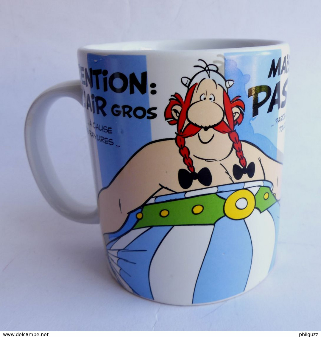 MUG TASSE EN FAIENCE BLEU PARC ASTERIX 2007 OBELIX - Art De La Table