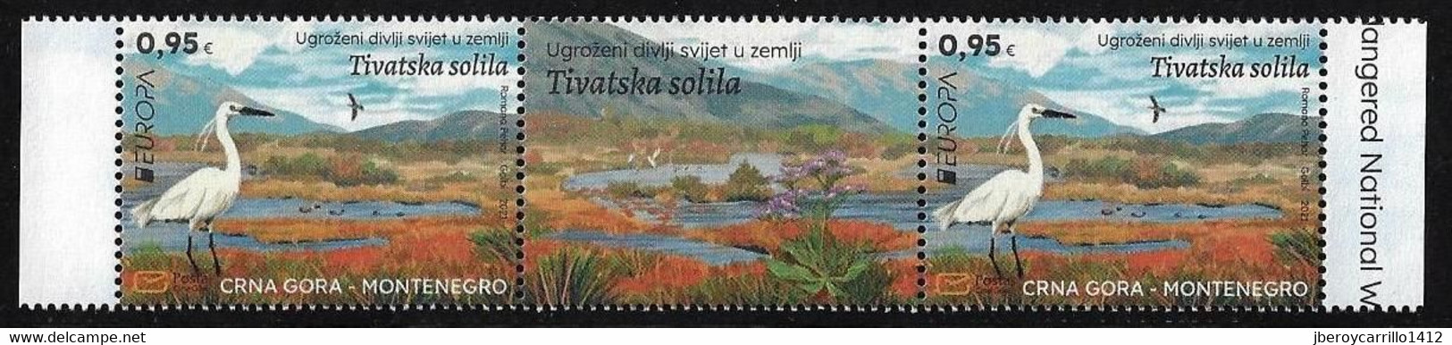 MONTENEGRO /CRNA GORA  -EUROPA 2021 -ENDANGERED NATIONAL WILDLIFE"- HORIZONTAL  GUTTER PAIR - 2021