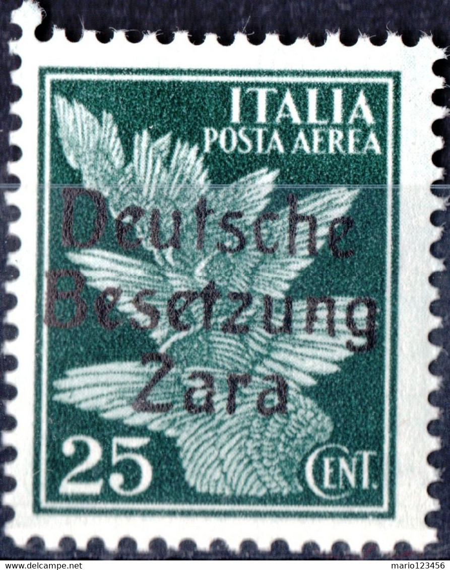 ZARA, OCCUPAZIONE TEDESCA, POSTA AEREA, AIRMAIL, 1943, 25 C, FRANCOBOLLO USATO Mi:DE-ZA 23, Yt:YU-ZA PA1 - Occ. Allemande: Zara