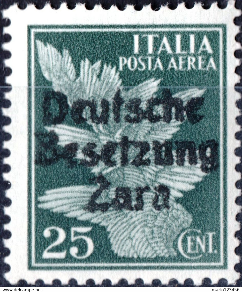 ZARA, OCCUPAZIONE TEDESCA, POSTA AEREA, AIRMAIL, 1943, 25 C, FRANCOBOLLO USATO Mi:DE-ZA 23, Yt:YU-ZA PA1 - Ocu. Alemana: Zara