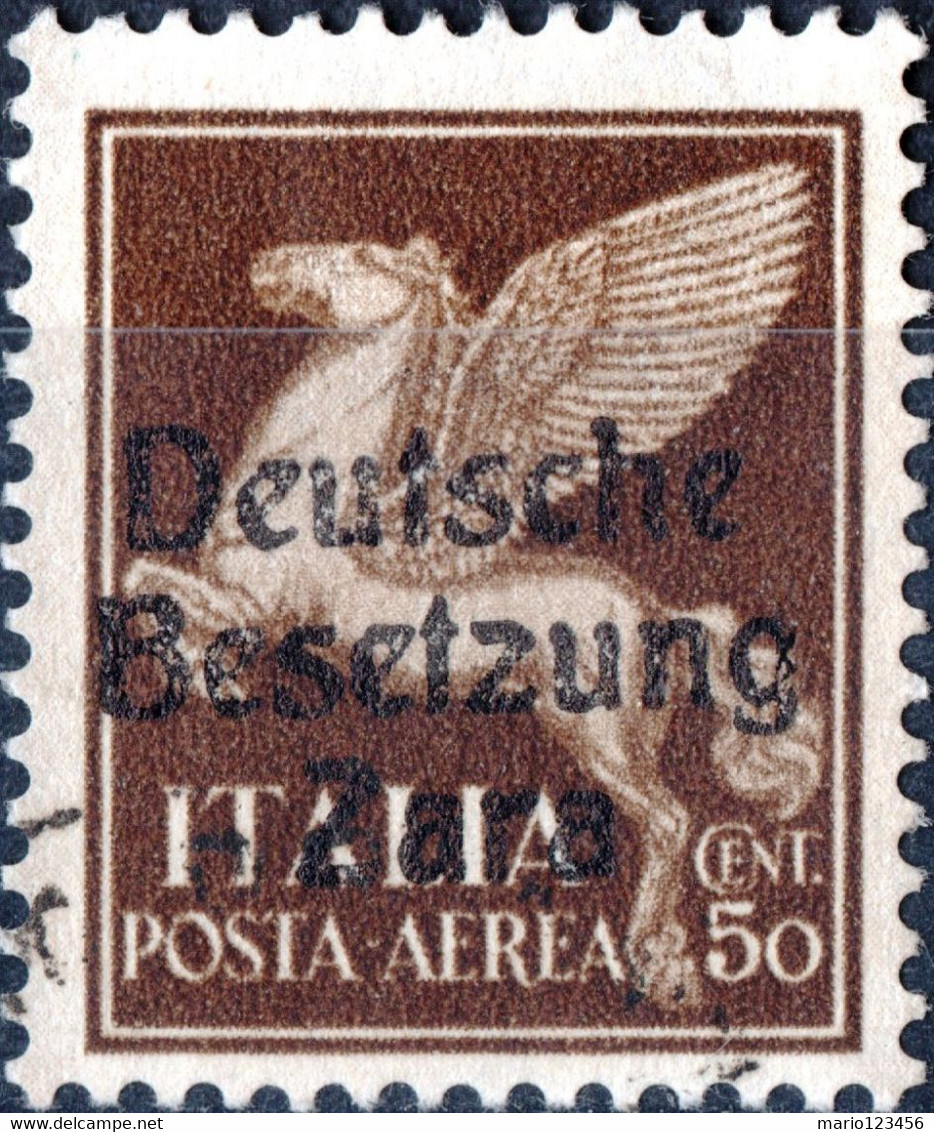 ZARA, OCCUPAZIONE TEDESCA, POSTA AEREA, AIRMAIL, 1943, 50 C, FRANCOBOLLO USATO Mi:DE-ZA 24, Yt:YU-ZA PA2 - Occ. Allemande: Zara