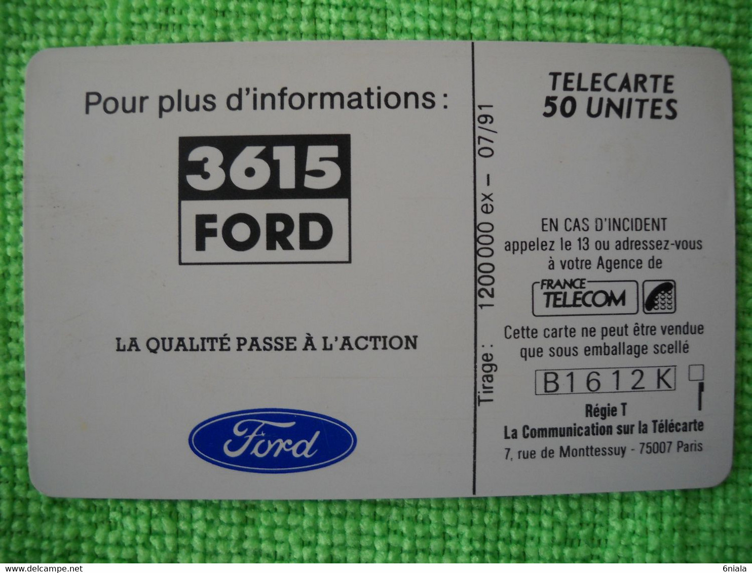 7219 Télécarte Collection FORD FIESTA TURBO DIESEL  50 U  ( Recto Verso)  Carte Téléphonique - Auto's