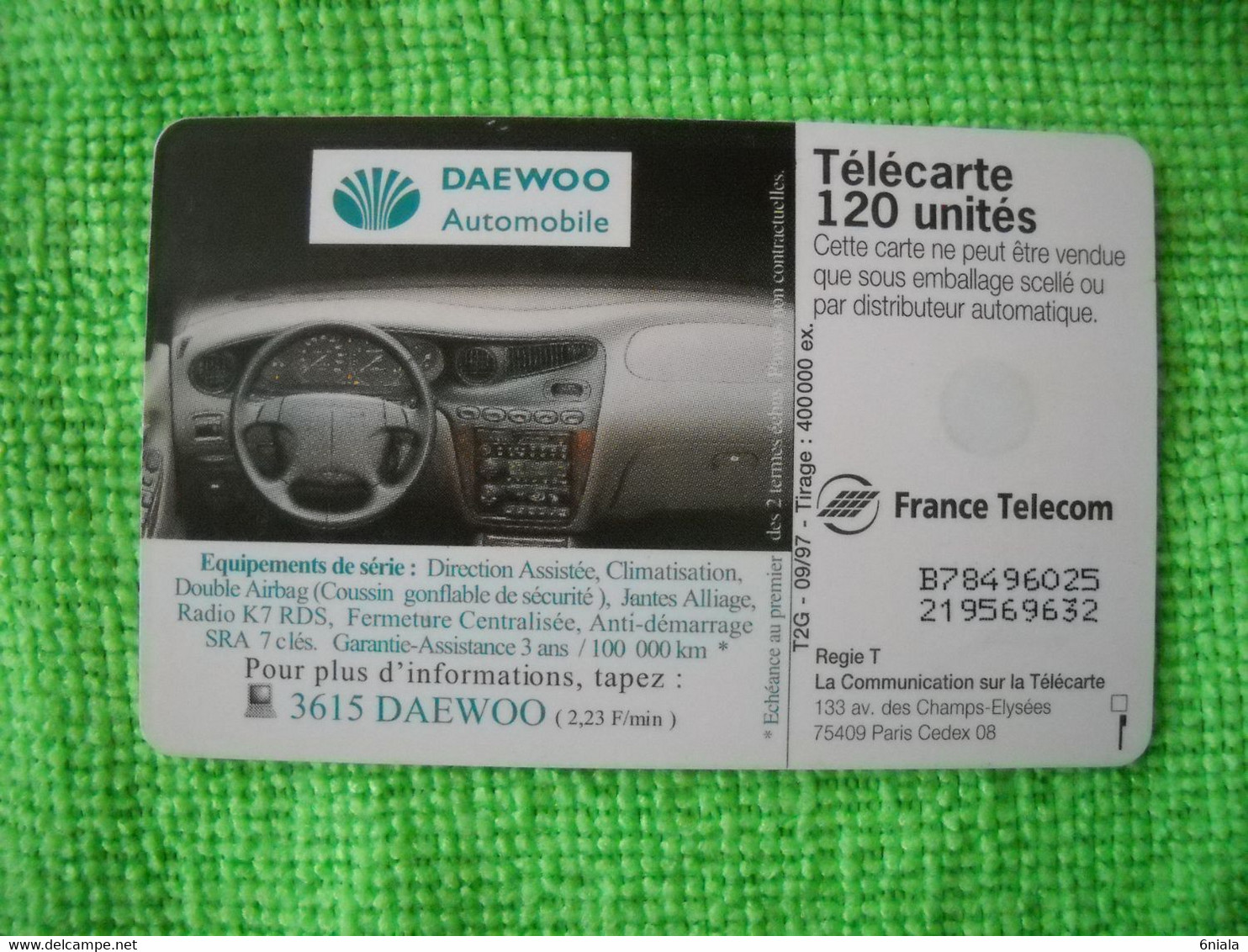 7223 Télécarte Collection DAEWOO LEGANZA Voiture  120 U  ( Recto Verso)  Carte Téléphonique - Voitures