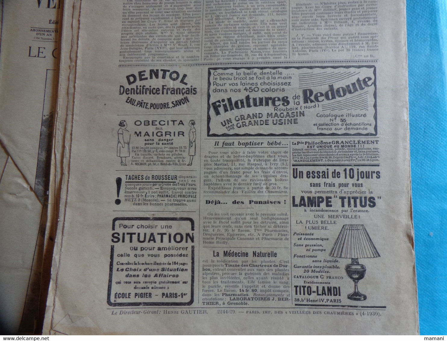 Lot De  Revues Veillees Des  Chaumieres 1930 - Other & Unclassified