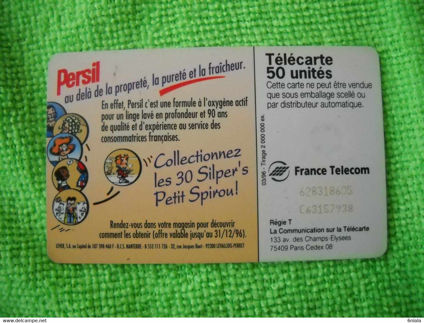 7244 Télécarte Collection PERSIL Qualité Expérience  Spirou     50 U ( Recto Verso)  Carte Téléphonique - Reclame