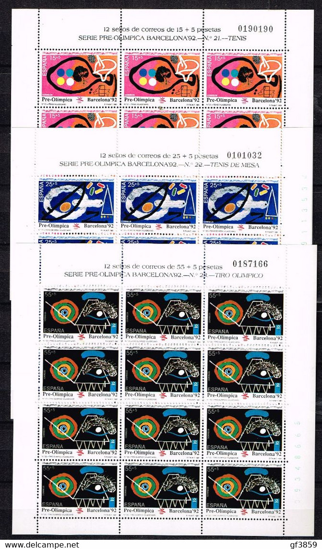 ESPAGNE / Neufs** / MNH** / 1991 - Feuilles Complètes En Série / Pré-olympique Barcelone 92 - Ganze Bögen