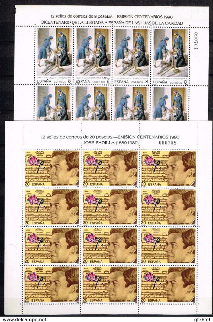 ESPAGNE / Neufs** / MNH** / 1990 - Feuilles Complètes En Série / Anniversaires - Full Sheets