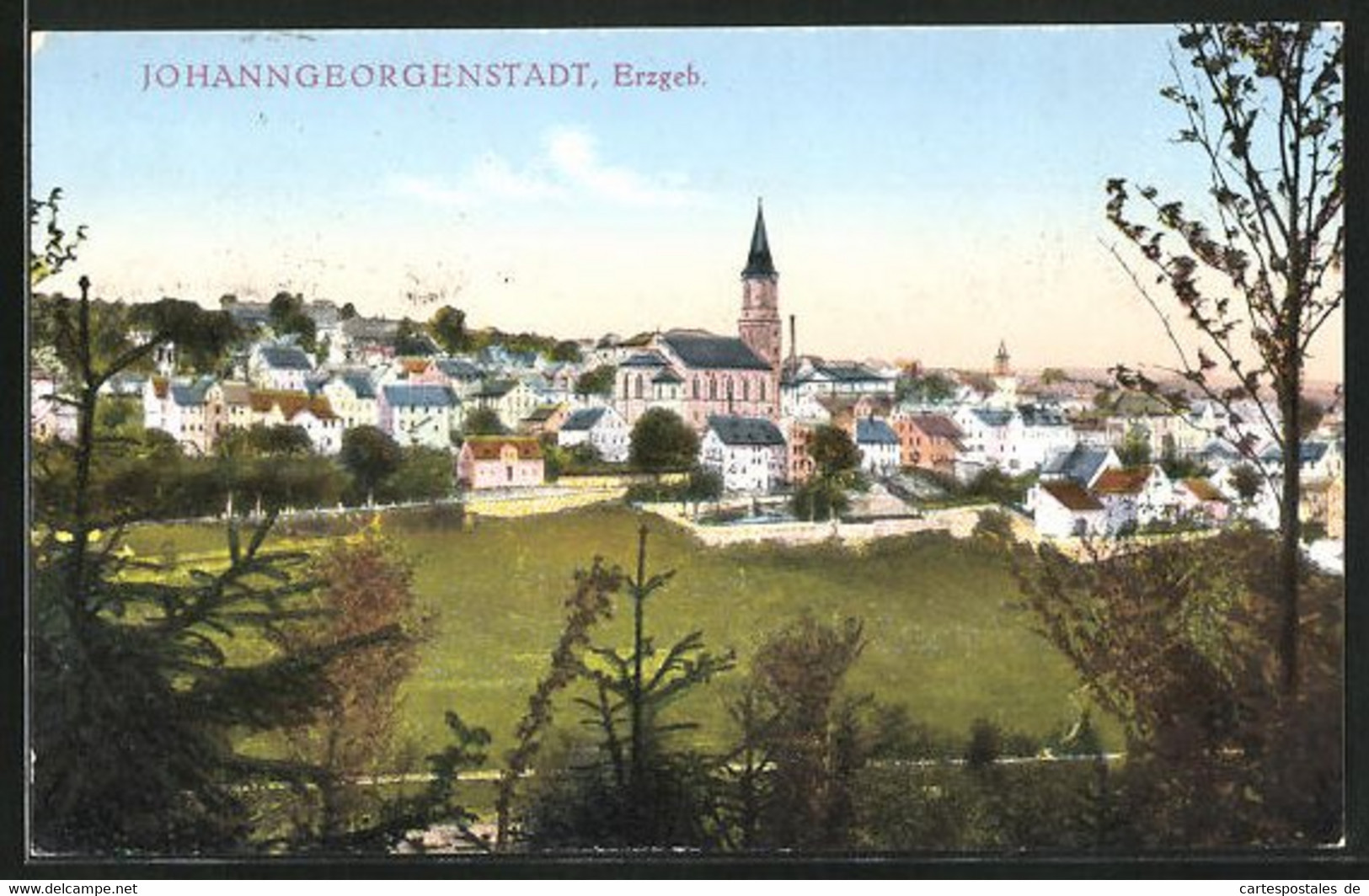 AK Johanngeorgenstadt / Erzgeb., Blick Vom Berg Auf Ort Mit Kirche - Johanngeorgenstadt