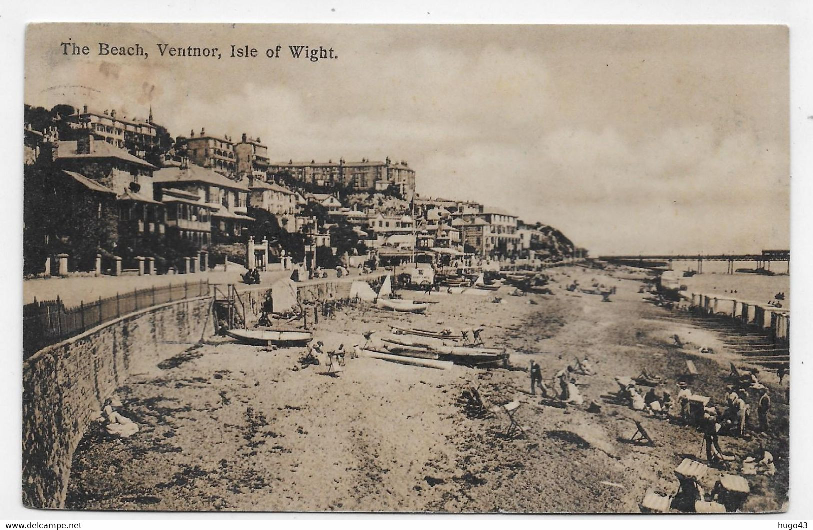 (RECTO / VERSO) VENTNOR EN 1912 - THE BEACH - ISLE OF WIGHT - BEAU CACHET ET TIMBRE - CPA - Ventnor