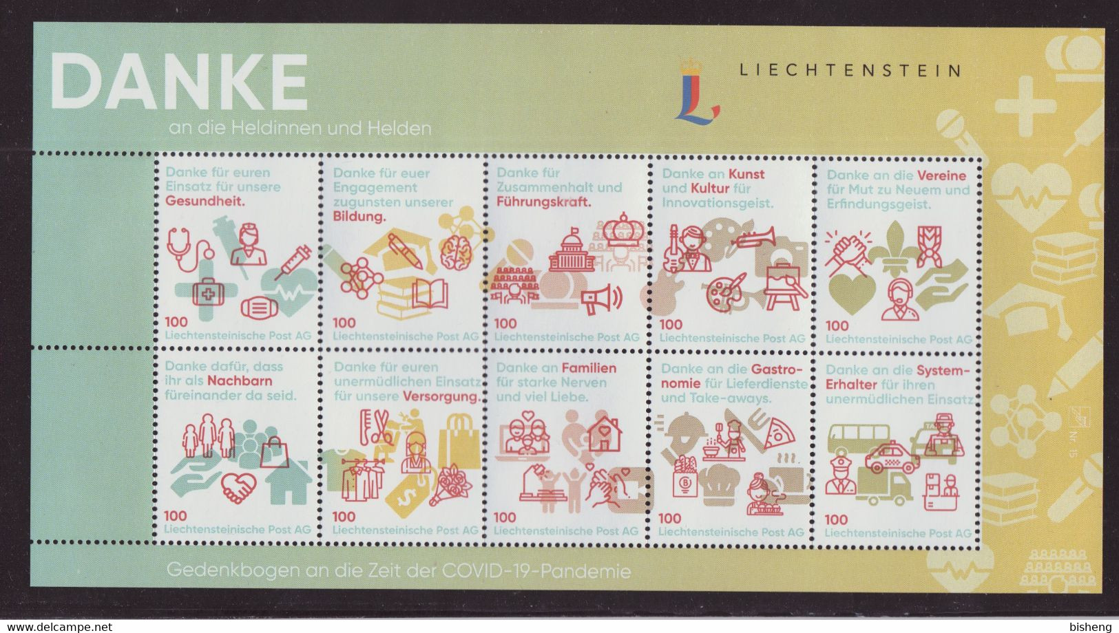 Liechtenstein 2021   COVID-19 Coronavirus Pandemic. Everyday Heroes MNH ** Sheetlet - Malattie