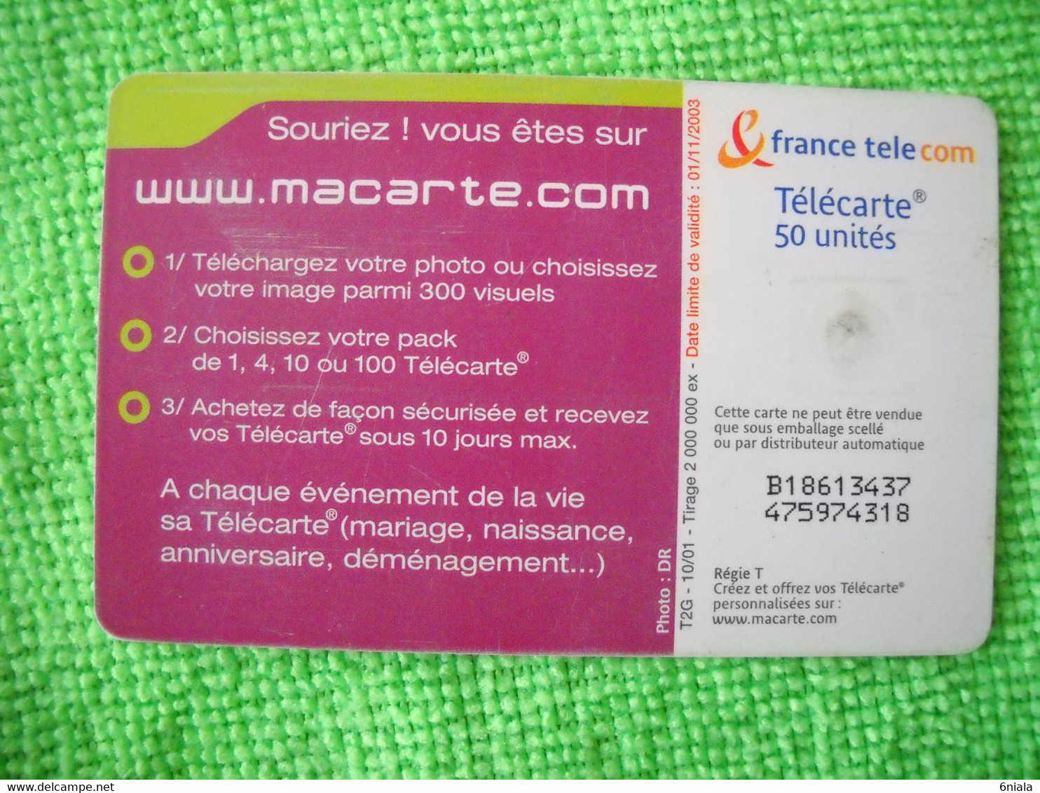 7262 Télécarte Collection MA CARTE . COM MARIAGE        ( Recto Verso)  Carte Téléphonique - 2001