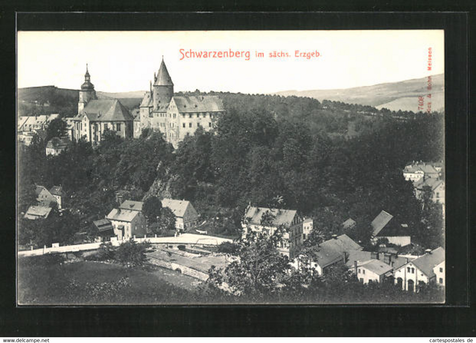 AK Schwarzenberg / Erzgeb., Teilansicht Mit Schloss - Schwarzenberg (Erzgeb.)