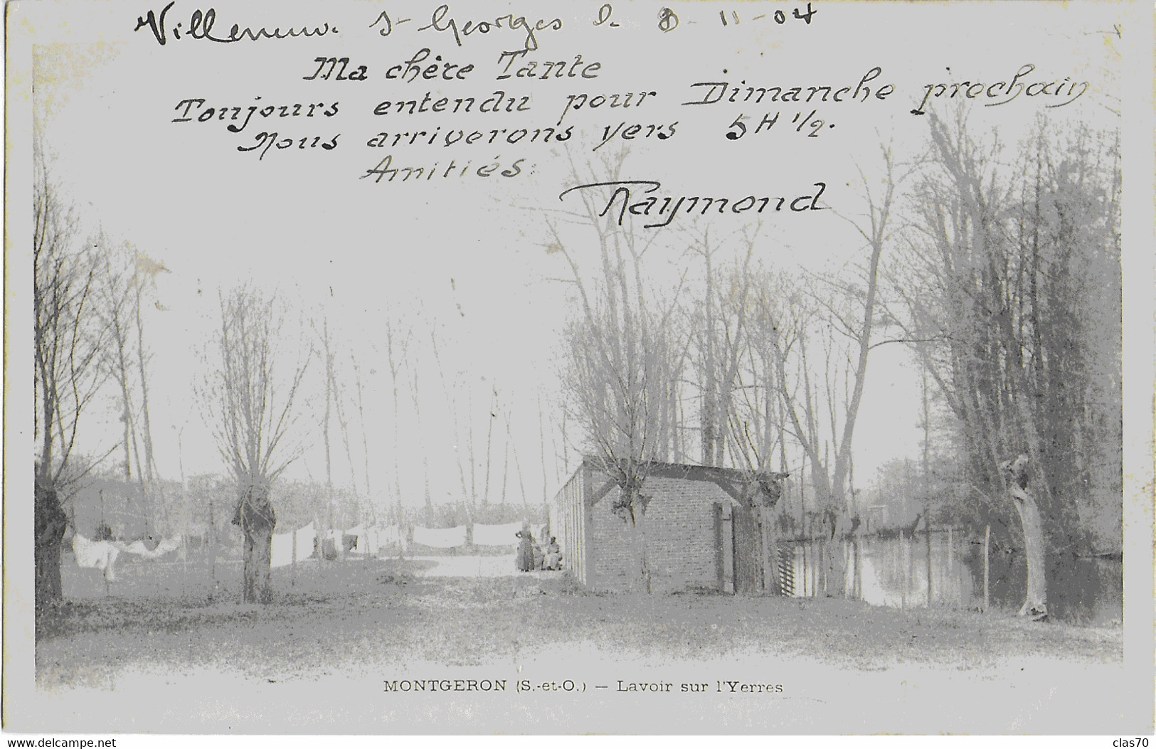 MONTGERON - LAVOIR SUR L'YERRES - CARTE PRECURSEUR ANIMEE - 1904 - Altri & Non Classificati