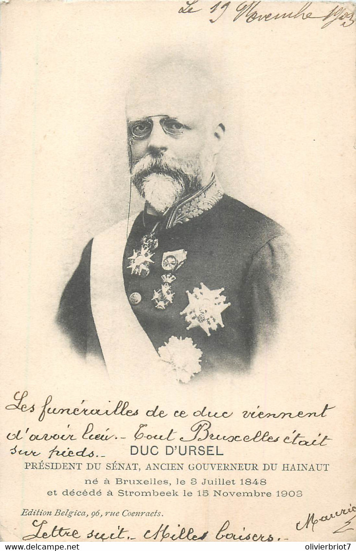 Belgique - Hainaut - Duc D' URSEL - Président Du Sénat - Ancien Gouverneur Du Hainaut - Sonstige & Ohne Zuordnung