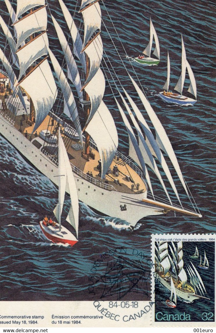 CANADA 1984: TALL SAILING SHIP, MAXIMUM CARD - Registered Shipping! - Tarjetas – Máxima