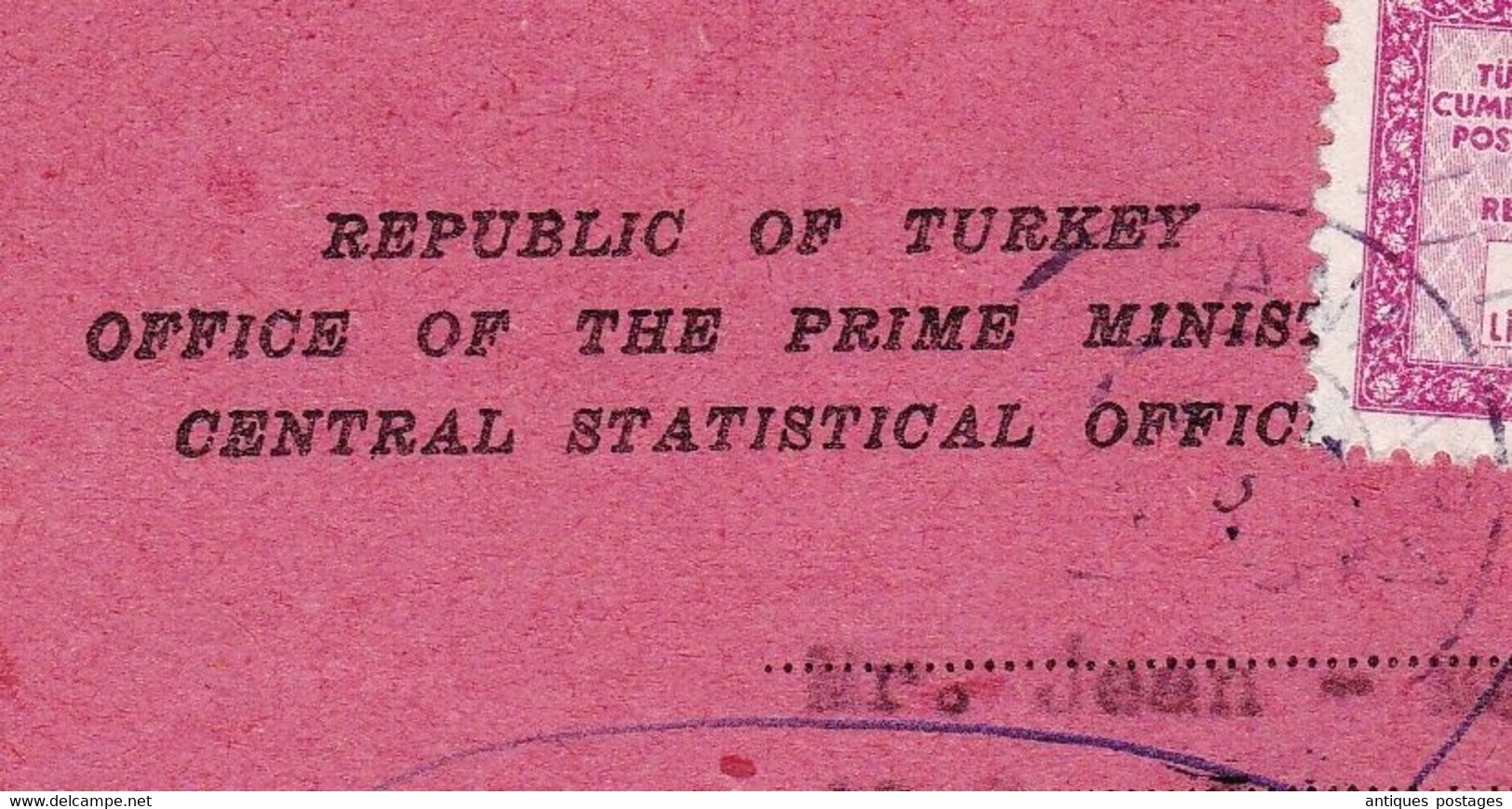 Turquie Turkey Office Of Prime Minister Bureau Du Premier Ministre Bordeaux Central Statistical Office - Otros & Sin Clasificación