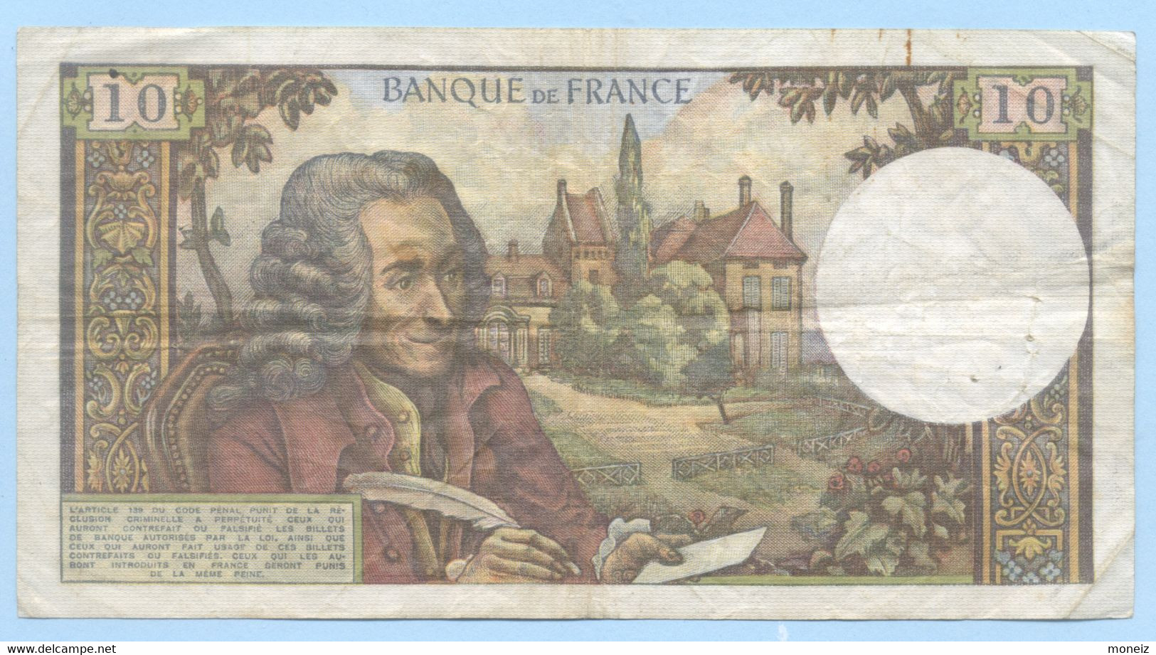 BILLET 10 FRANCS VOLTAIRE ANNEE 1972 SERIE N 798 - 10 F 1963-1973 ''Voltaire''