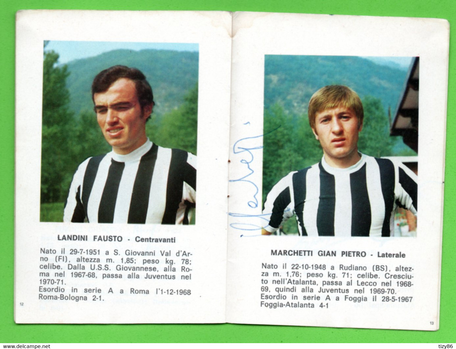 Passaporto Sportivo Juventus Edizione 1970/71 (su ogni foto è presente l'autografo originale dei calciatori)