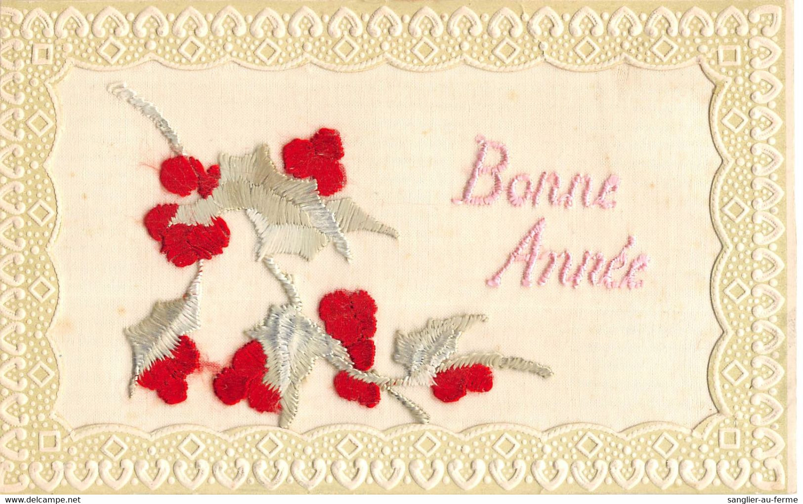 CPA THEME FANTAISIE BRODEE BONNE ANNEE - Bestickt