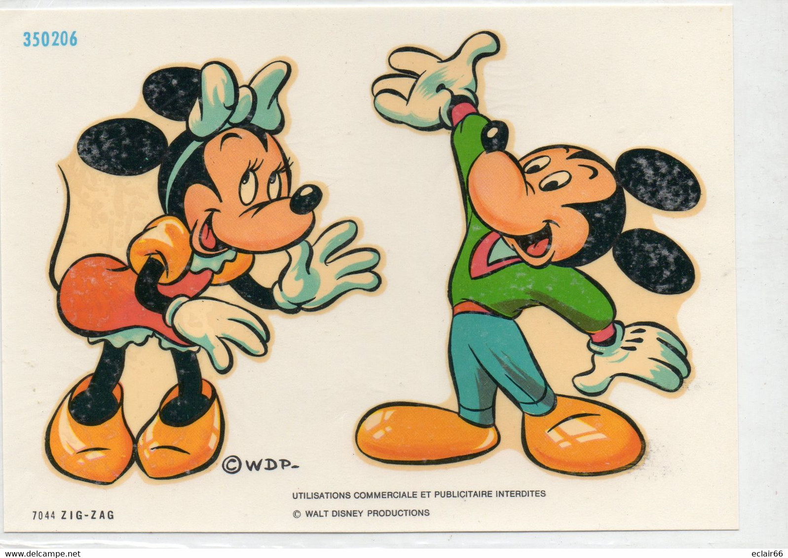 Décalcomanie Trans'décor N° 350206 Walt Disney Production  Minie - Mickey Dimension Images  18cmX13cm - Other & Unclassified