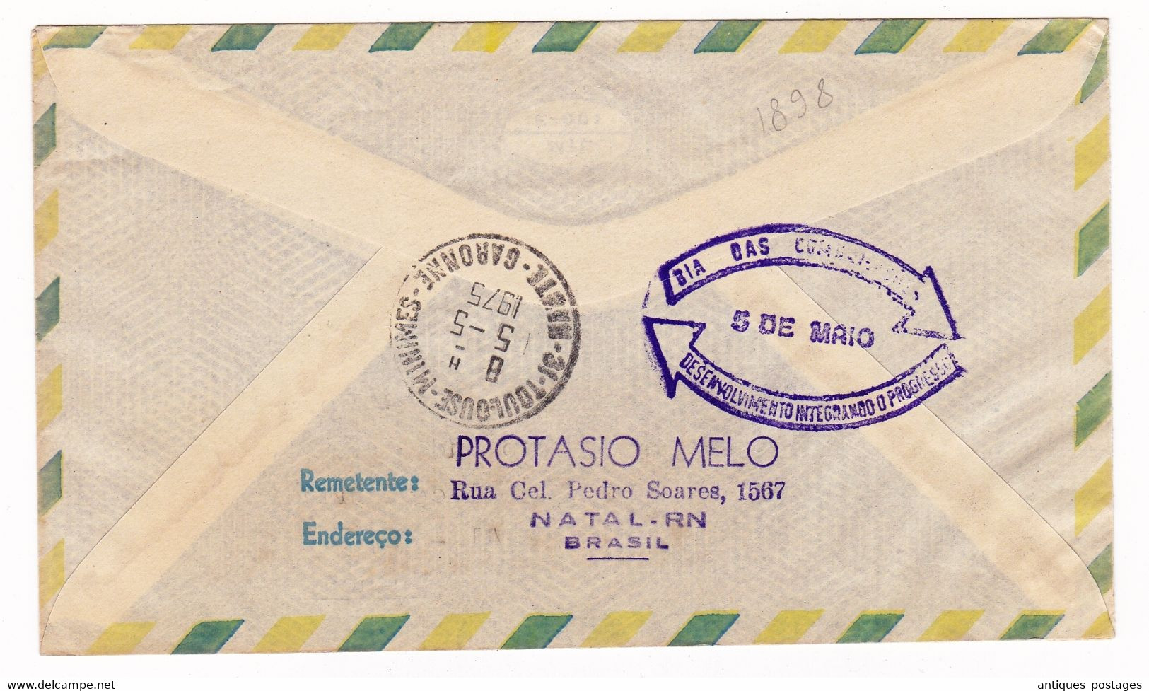 Brésil Brazil Brasil Natal Blois Loir Et Cher Toulouse Minimes Protasio Melo 1975 - Storia Postale