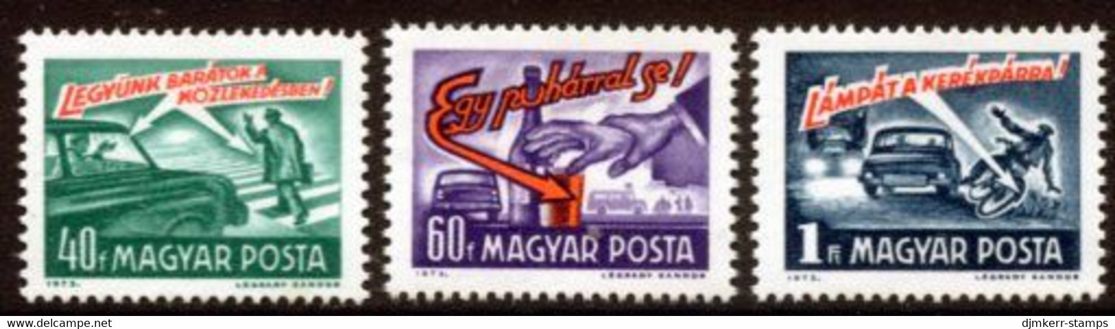 HUNGARY 1973 Road Safety  MNH / **.  Michel 2894-96 - Unused Stamps