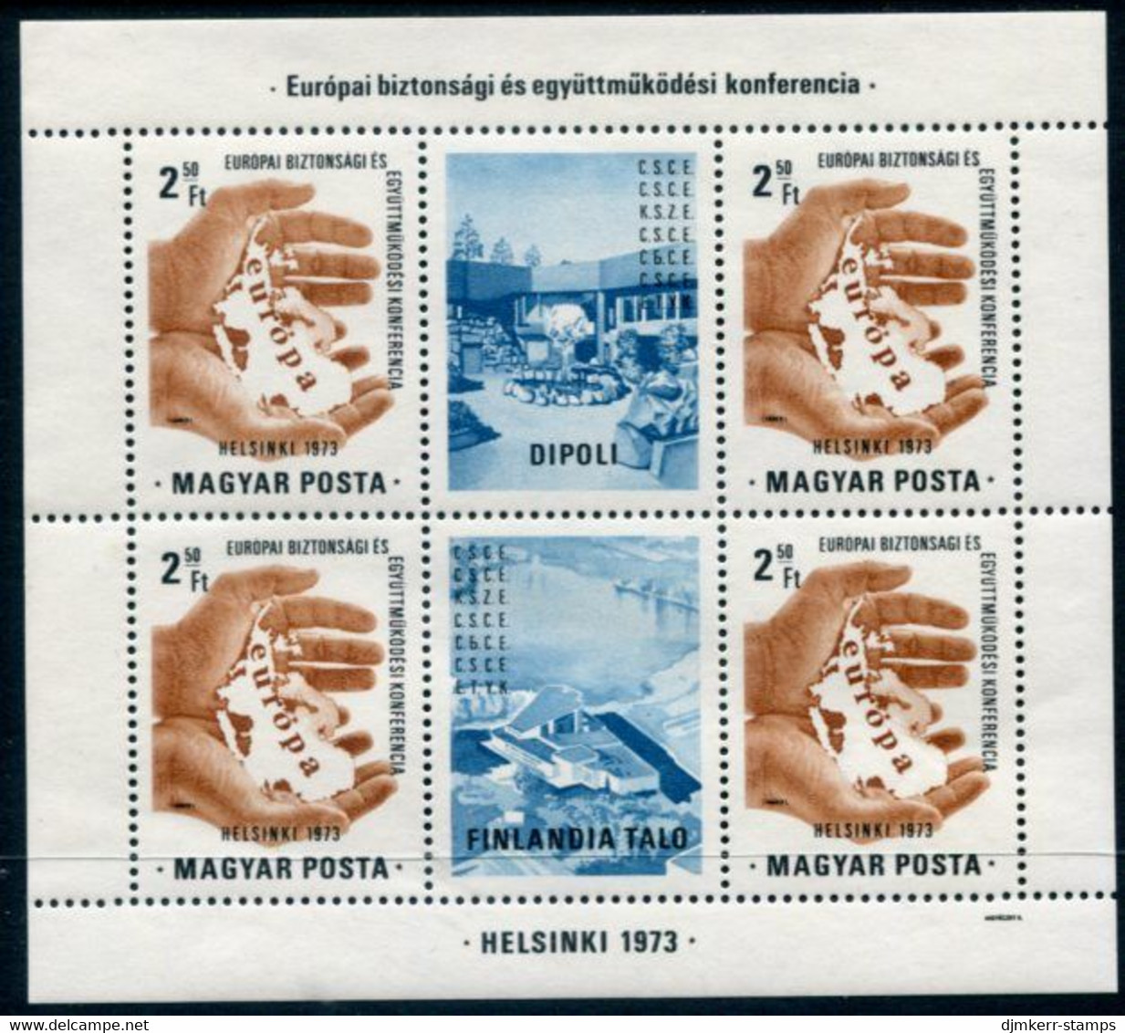 HUNGARY 1973 European Security Conference Block MNH / **.  Michel Block 99 - Unused Stamps