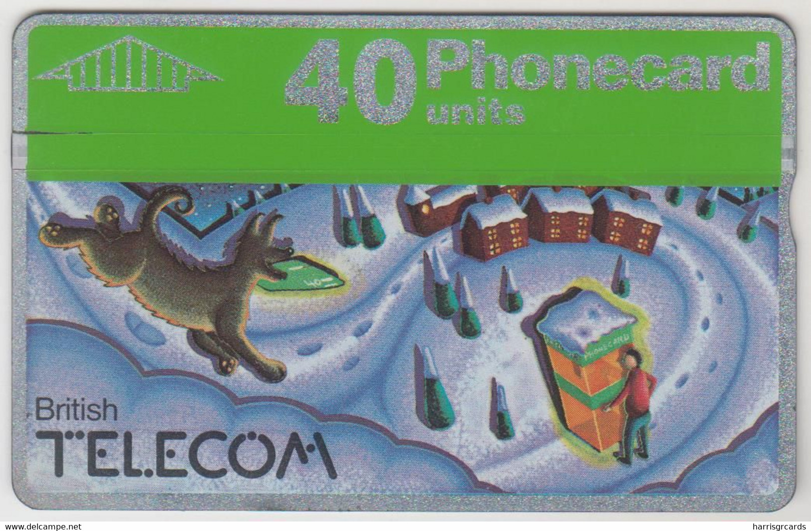 UK (L&G) - Christmas 1990 Dog & Phone Booth, 40 Units, CN : 009K, Used - BT Herdenkingsuitgaven